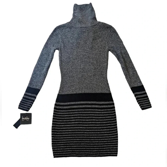 NWT By & by neck Gray/Black Stripe Sweater Dress Size Small - Picture 3 of 7